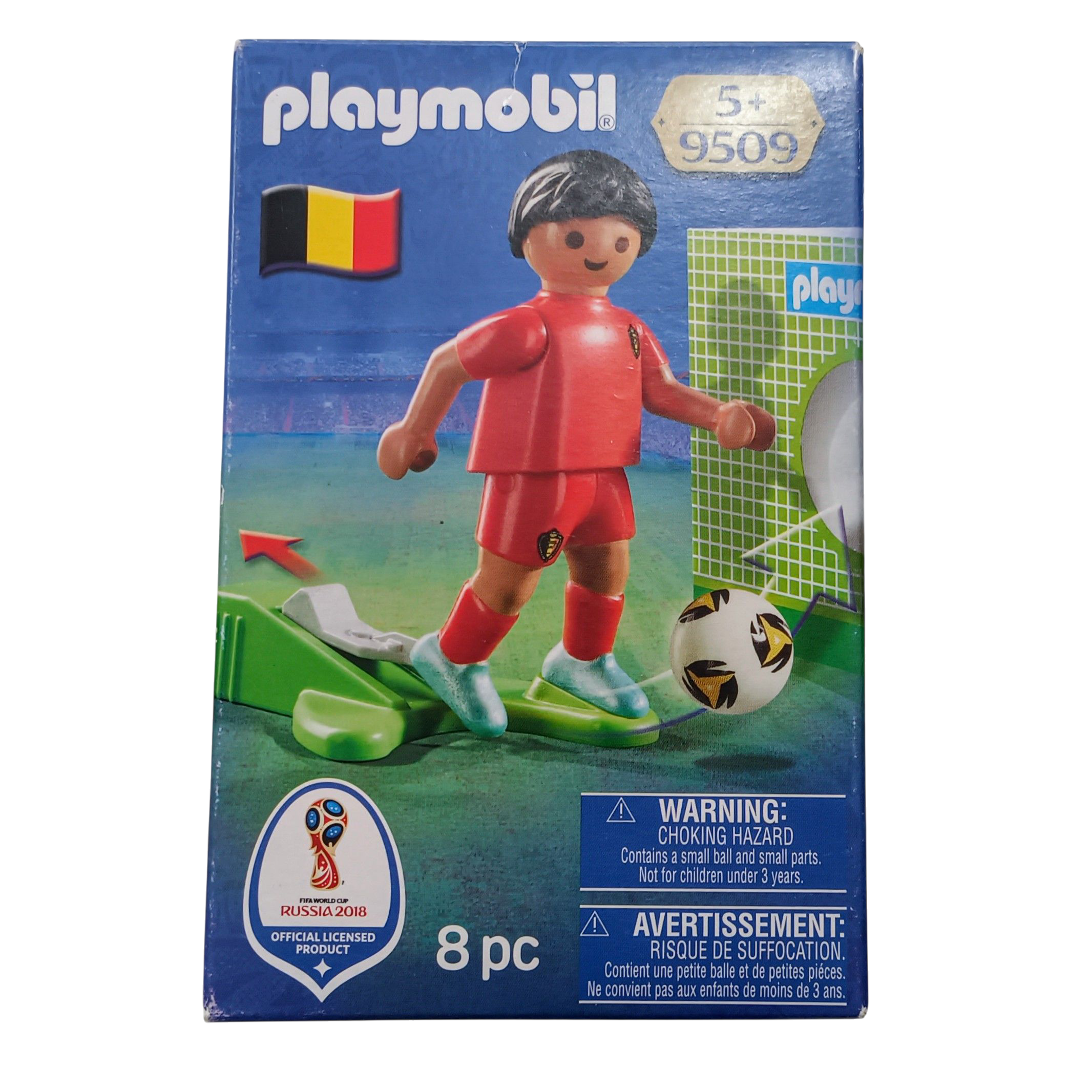 Playmobil futbolista Bélgica Mundial 2018 con portería y balón