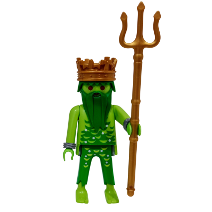 figura playmobil rey del mar con tridente y corona
